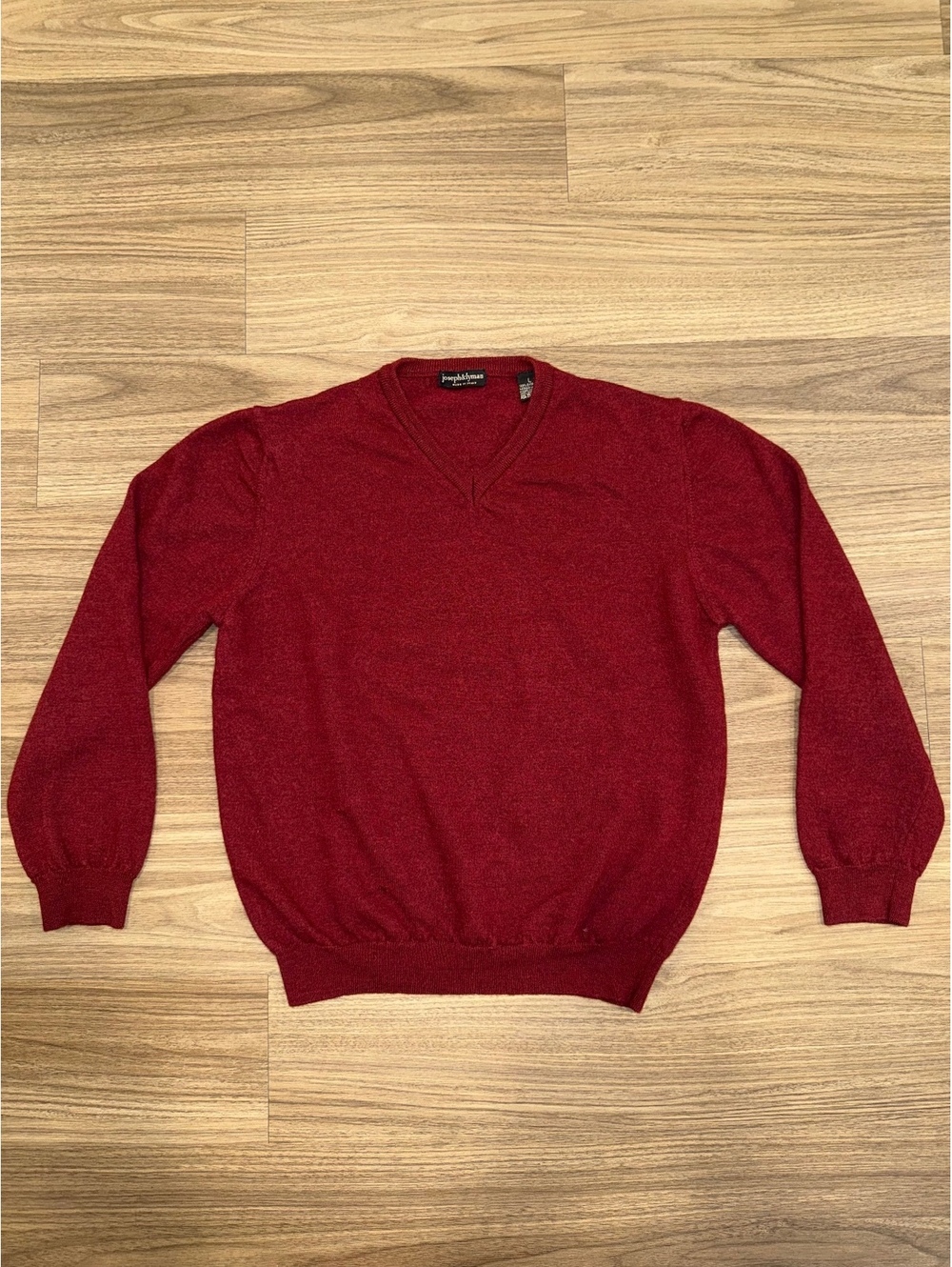Joseph & Lyman Italian Merino Wool Burgendy V-Neck Pullover Sweater #JL4625